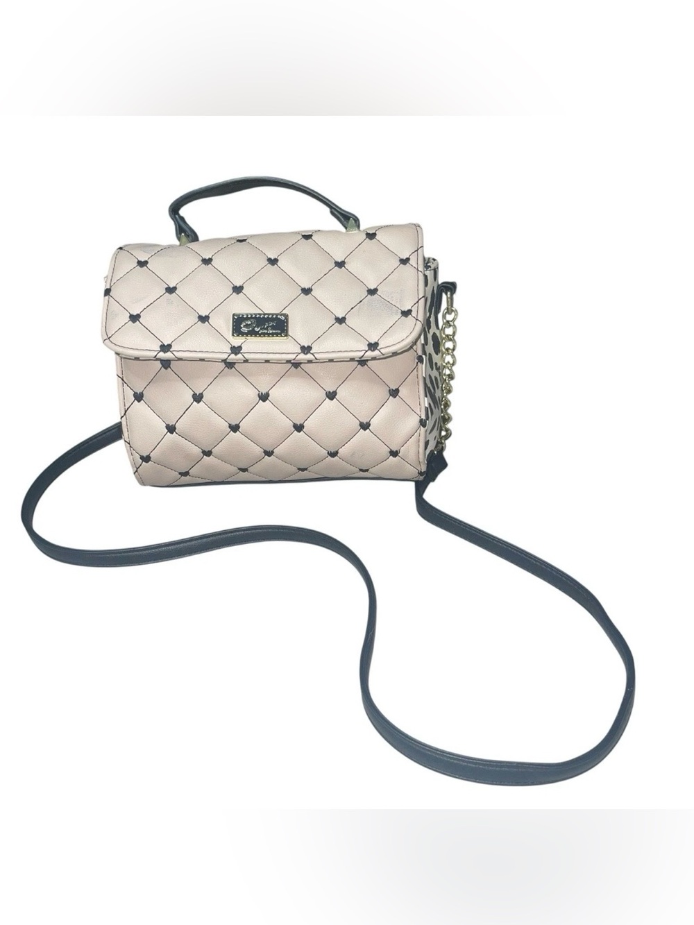 Luv Betsey Johnson Heart Quilted Crossbody Purse Y2K Preppy Valentines Coquette